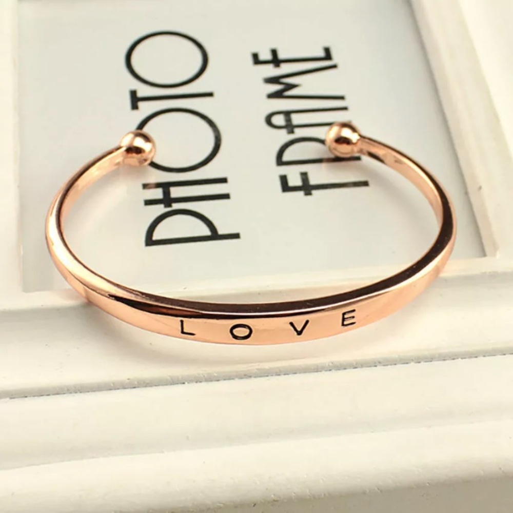 3=$21 Love Rose Gold Cuff Bangle Bracelet